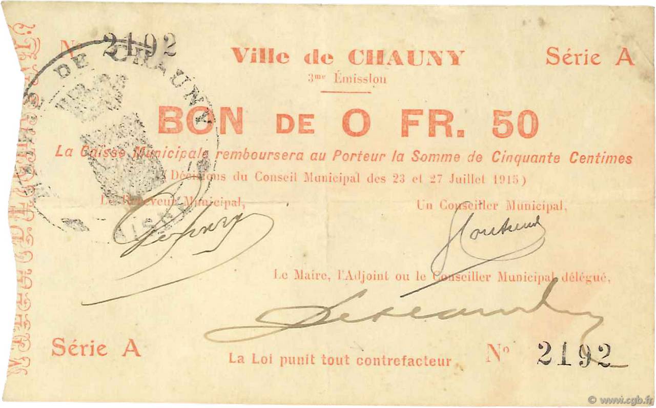 50 Centimes FRANCE regionalismo y varios  1915 JP.02-0479 MBC