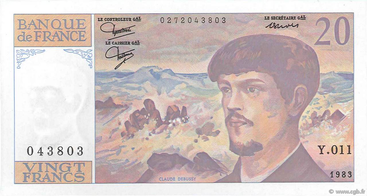 20 Francs DEBUSSY FRANKREICH  1983 F.66.04 ST
