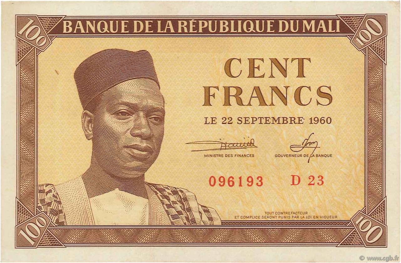 100 Francs MALI  1960 P.02 AU