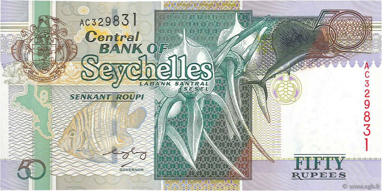 50 Rupees SEYCHELLES  2001 P.38 FDC