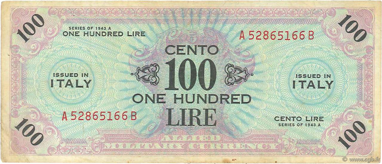 100 Lires ITALIA  1943 PM.21b MBC
