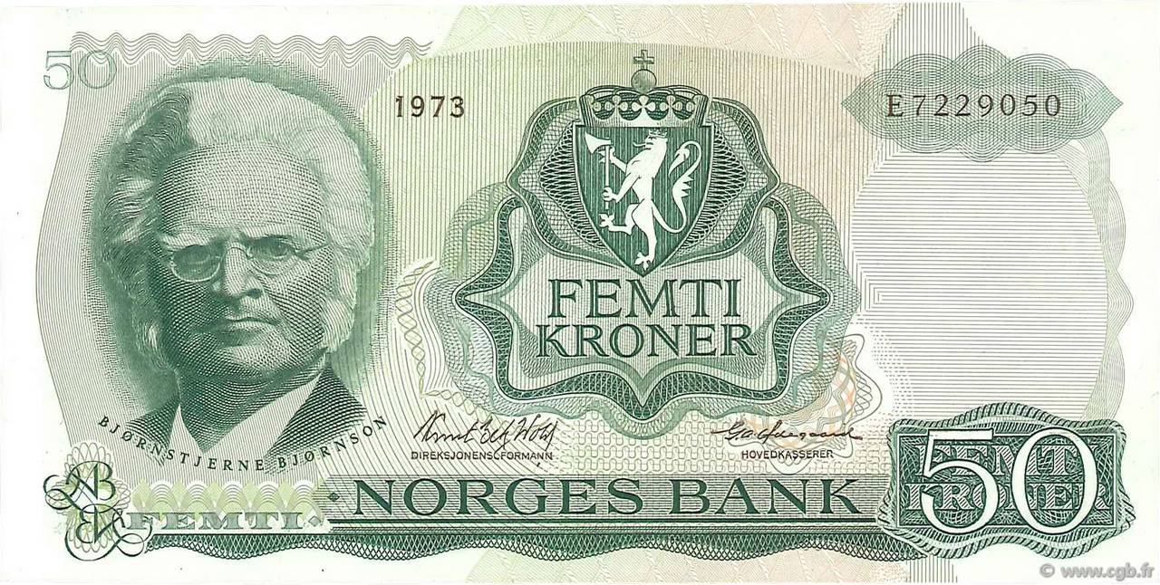 50 Kroner NORVÈGE  1973 P.37b fST+