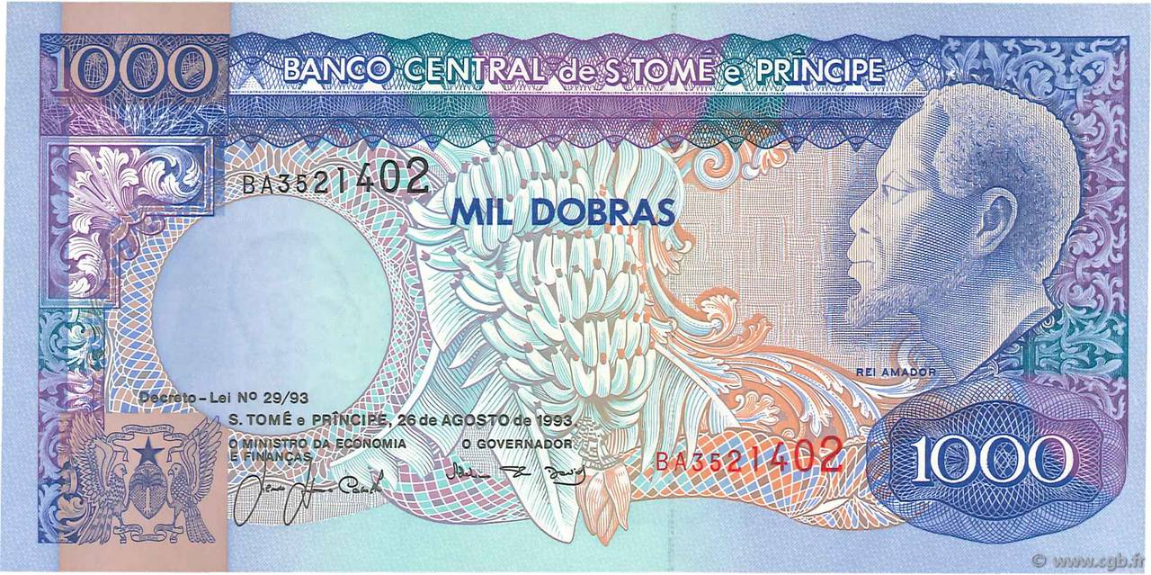 1000 Dobras SAO TOMÉ UND PRINCIPE  1993 P.64 ST