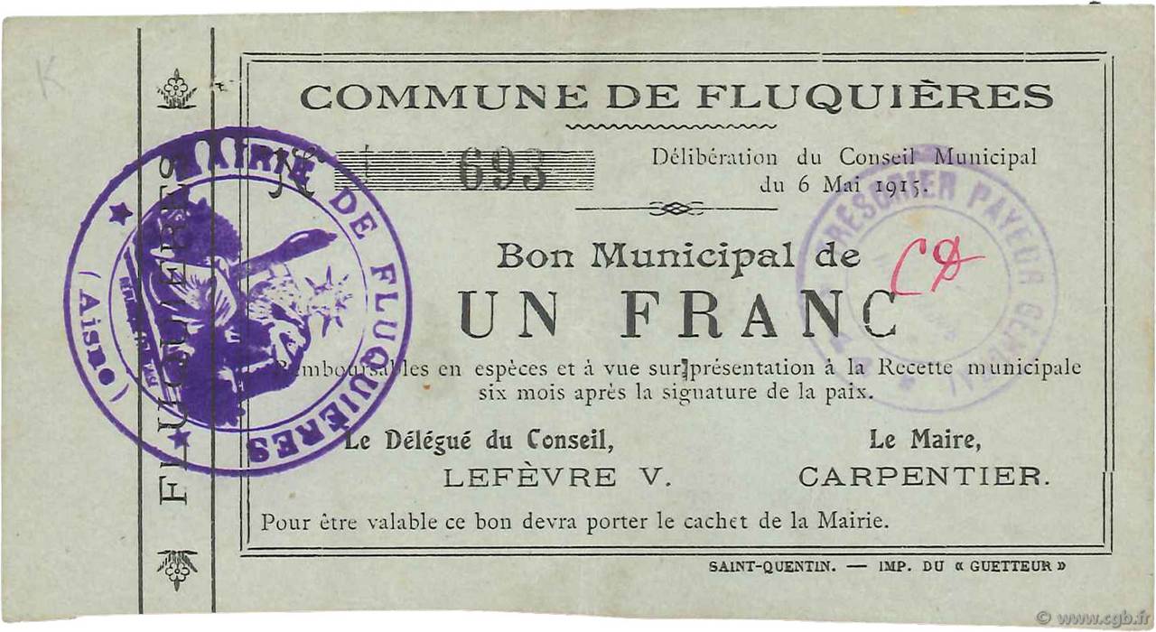 1 Franc FRANCE Regionalismus und verschiedenen  1915 JP.02-0904 SS