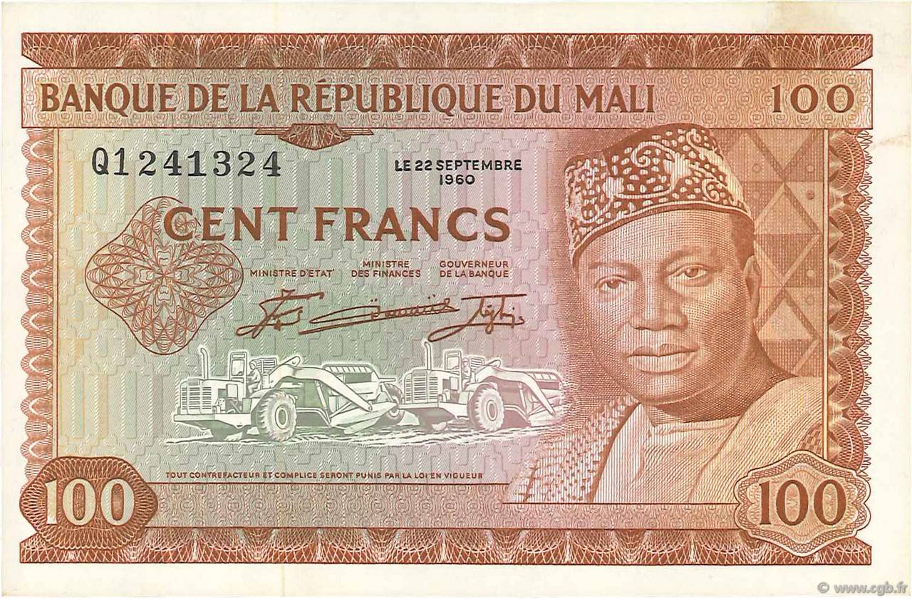 100 Francs MALI  1960 P.07a AU
