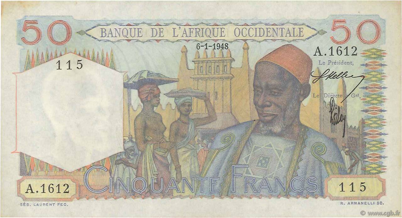 50 Francs FRENCH WEST AFRICA (1895-1958)  1948 P.39 XF