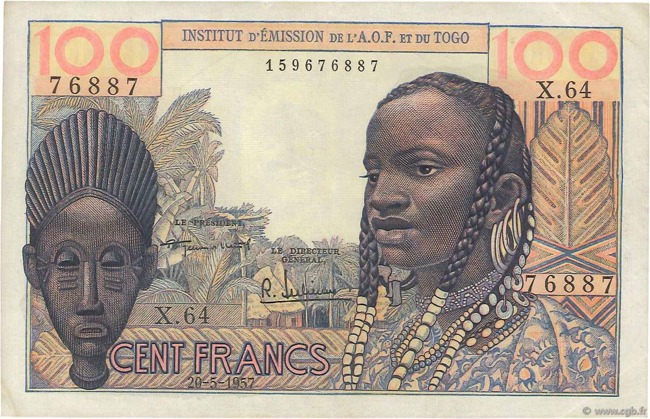 100 Francs FRENCH WEST AFRICA  1957 P.46 MBC+