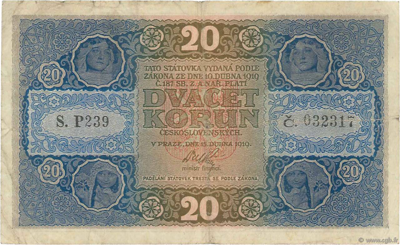 20 Korun TSCHECHOSLOWAKEI  1919 P.009a S