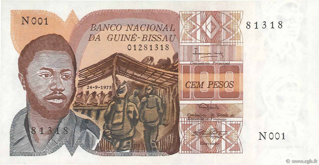 100 Pesos GUINEA-BISSAU  1975 P.02 SC+