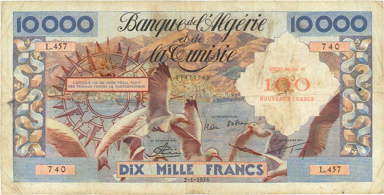 100 Nouveaux Francs sur 10000 Francs ALGERIA  1958 P.114 F