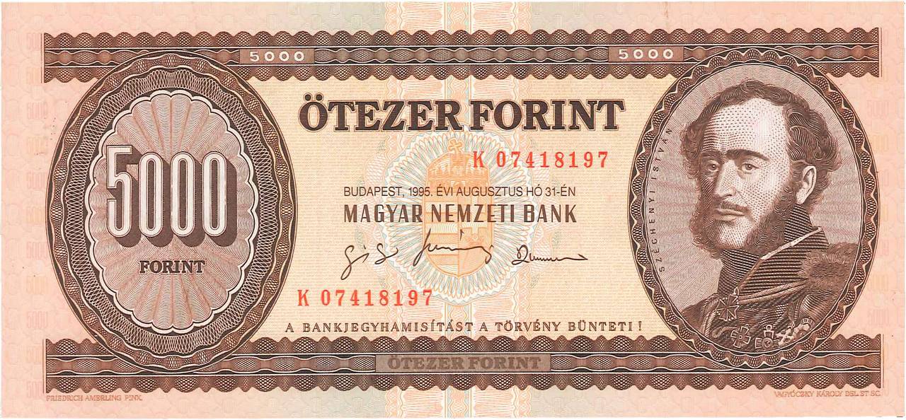 5000 Forint UNGARN  1995 P.177d VZ