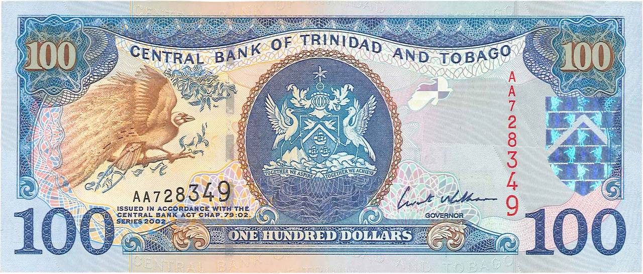 100 Dollars TRINIDAD E TOBAGO  2002 P.45b q.FDC