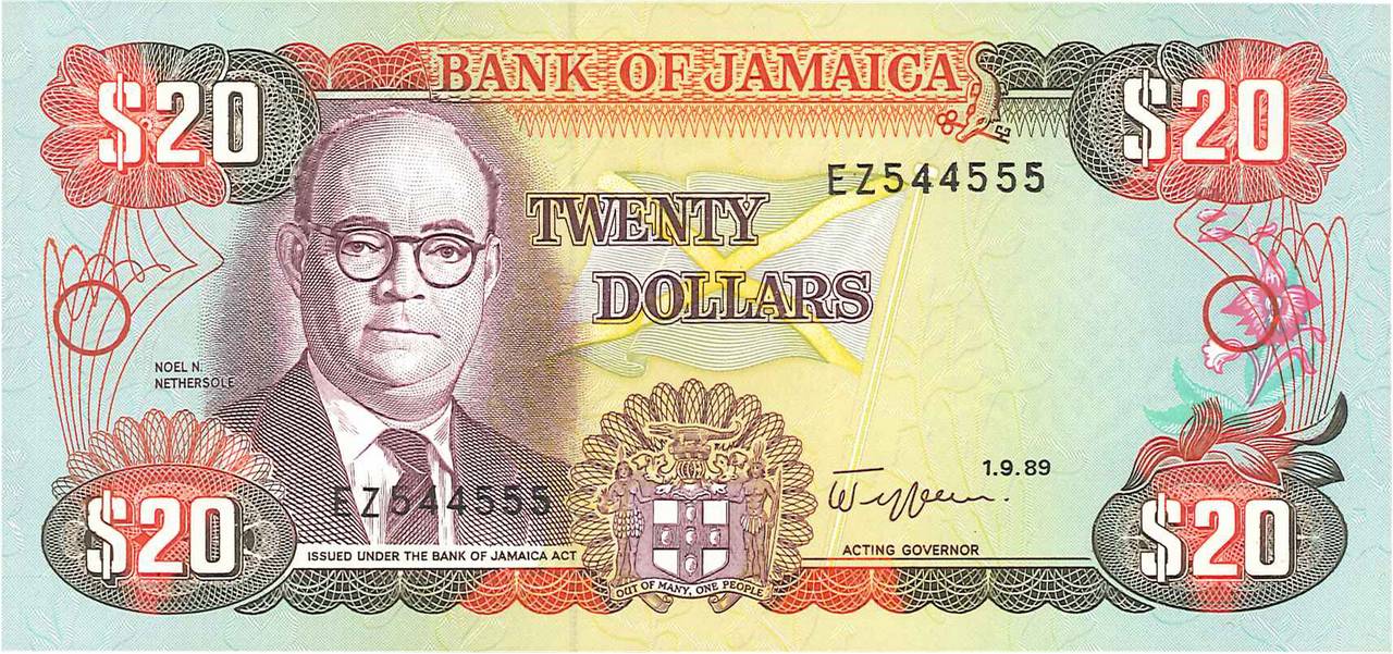 20 Dollars JAMAICA  1989 P.72c FDC