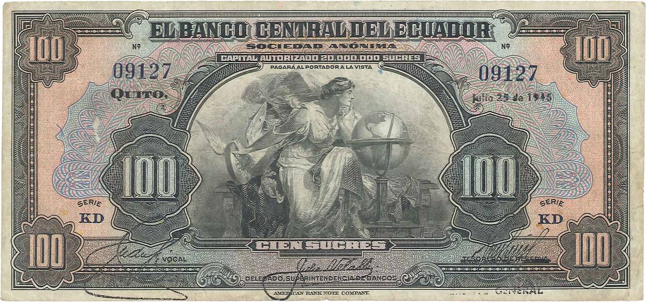 100 Sucres ECUADOR  1946 P.095c BB