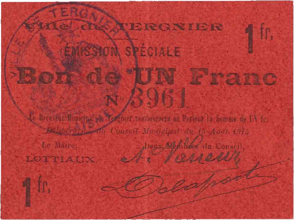 1 Franc FRANCE regionalism and miscellaneous  1915 JP.02-2724 XF