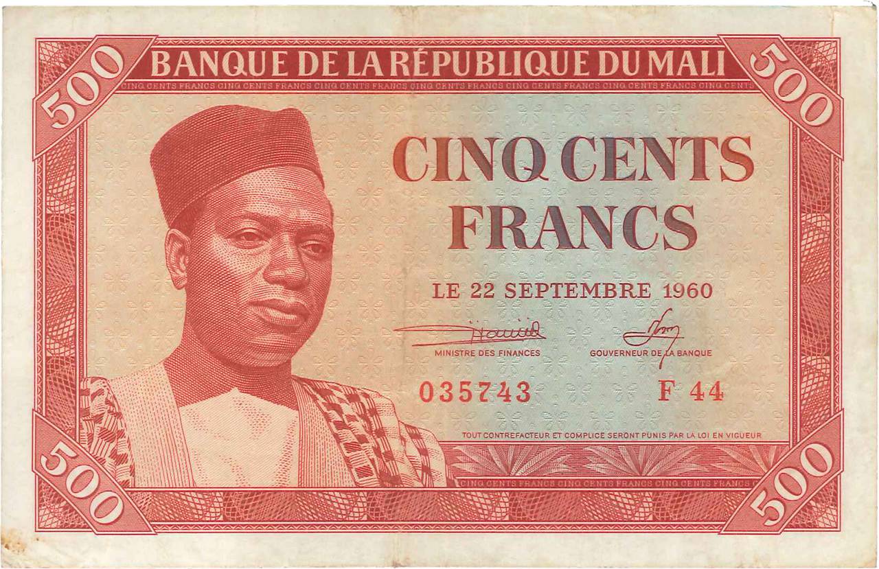 500 Francs MALI  1960 P.03 BB