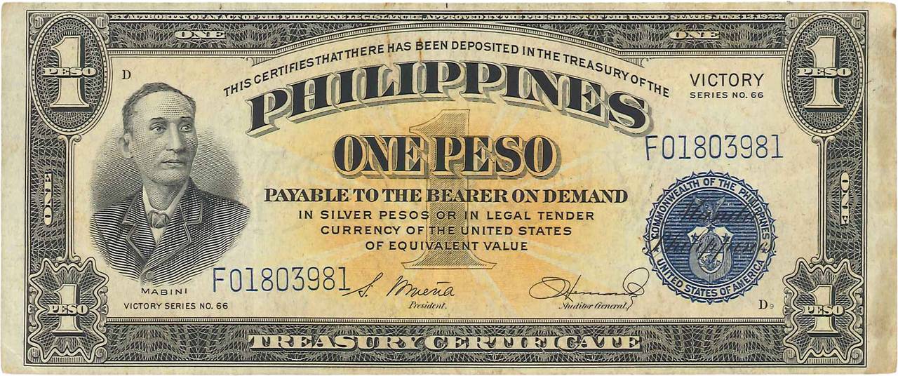 1 Peso PHILIPPINEN  1944 P.094 SS