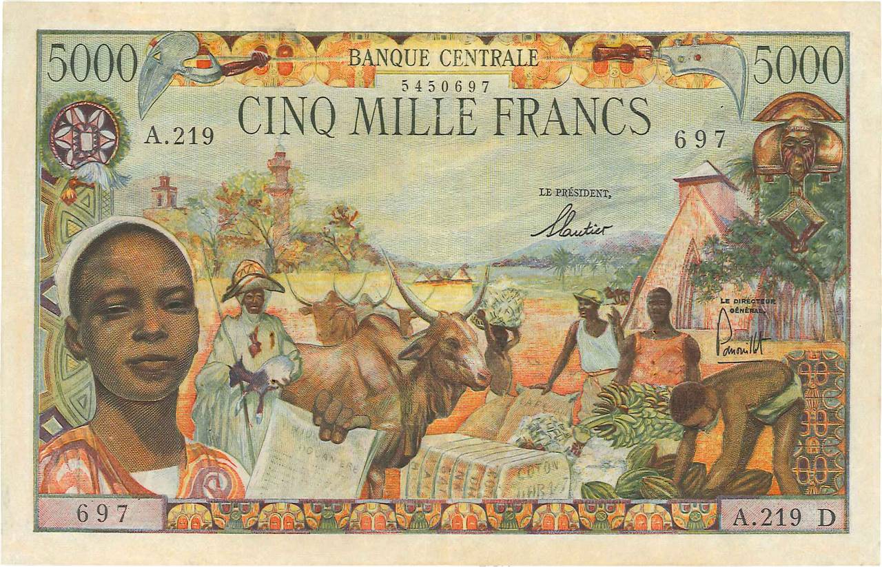 5000 Francs ÉTATS DE L AFRIQUE ÉQUATORIALE  1962 P.06d TTB