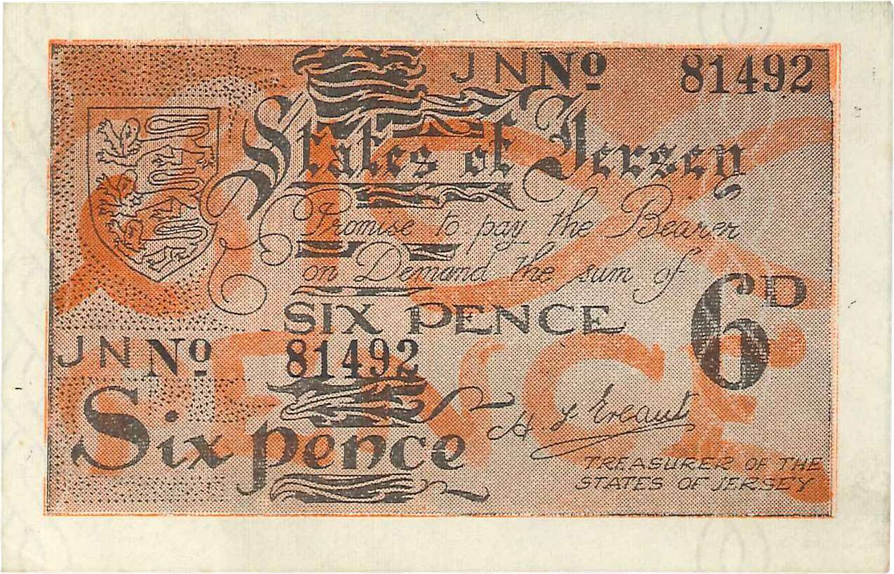 6 pence JERSEY  1941 P.01a fST