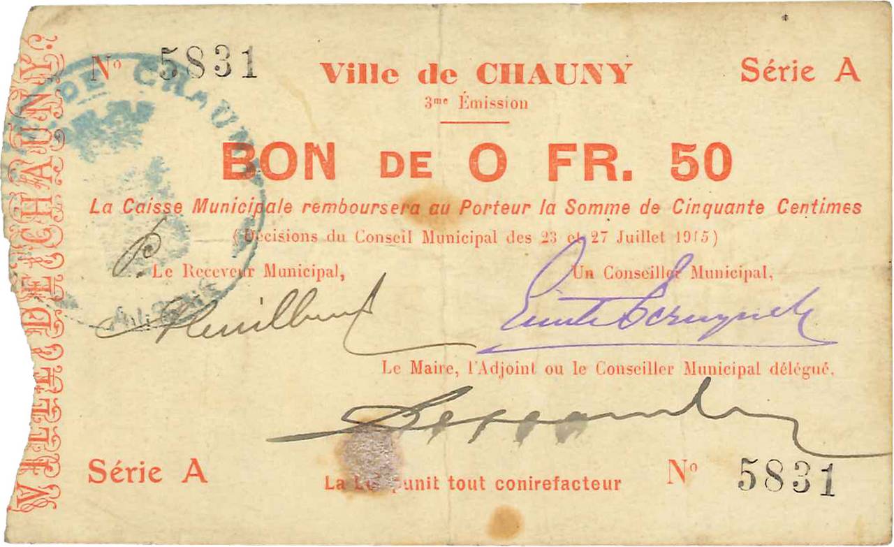 50 Centimes FRANCE regionalismo y varios  1915 JP.02-0479 MBC