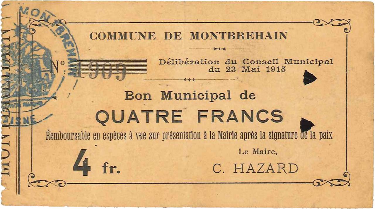 4 Francs FRANCE regionalism and various  1915 JP.02-1550 VF