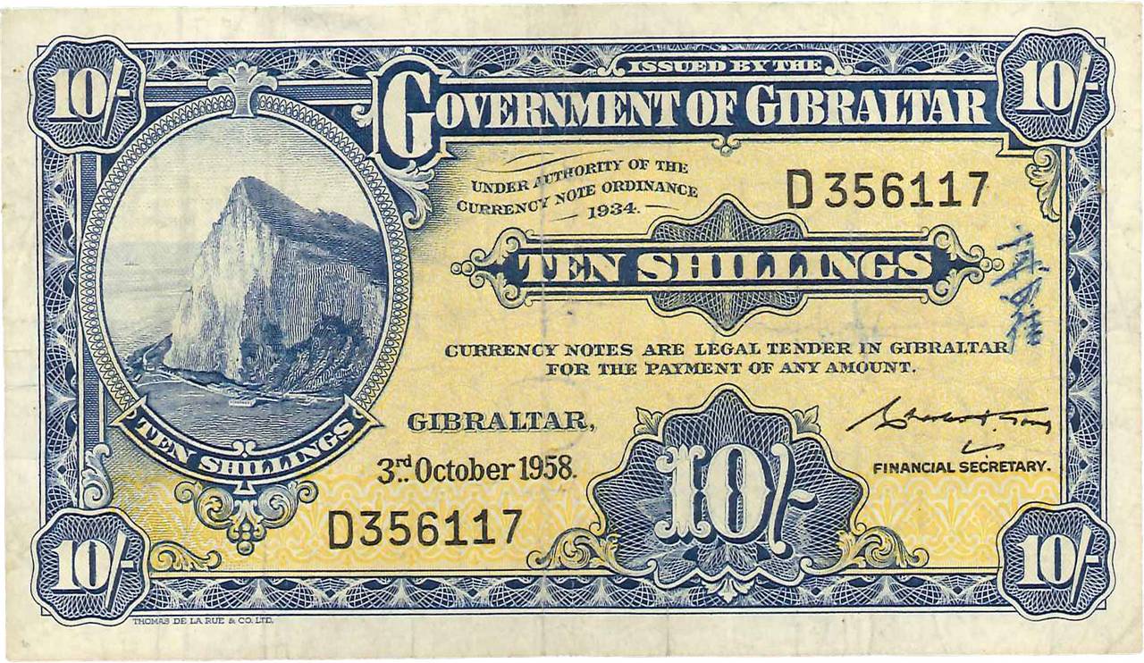 10 Shillings GIBRALTAR  1958 P.17 BC