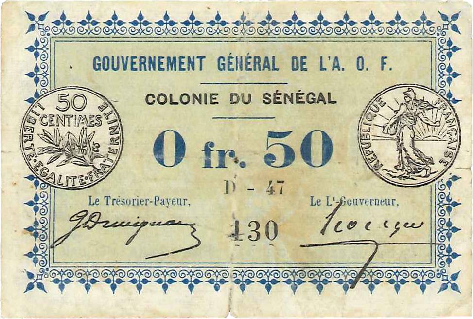 50 Centimes SENEGAL  1917 P.01b MB