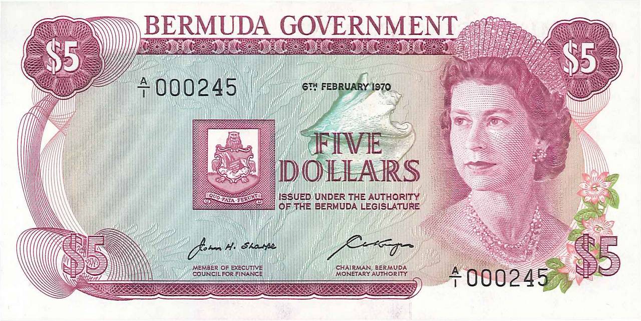 5 Dollars BERMUDAS  1970 P.24a ST