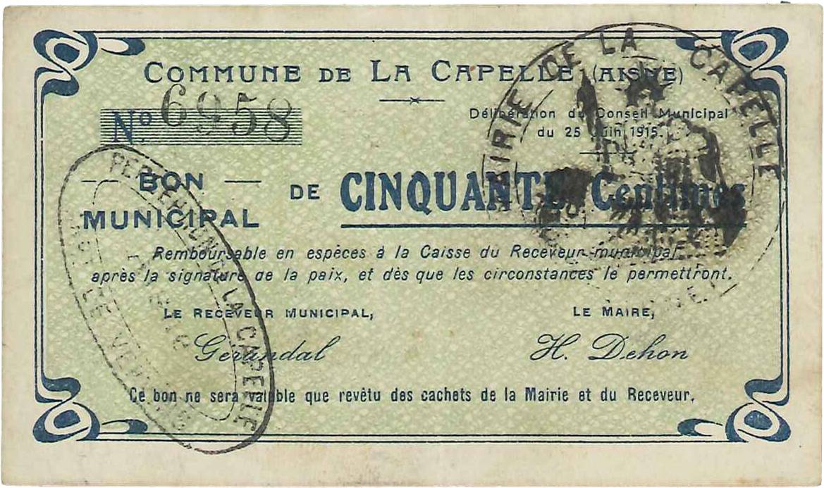 50 Centimes FRANCE regionalism and miscellaneous  1915 JP.02-0397 VF