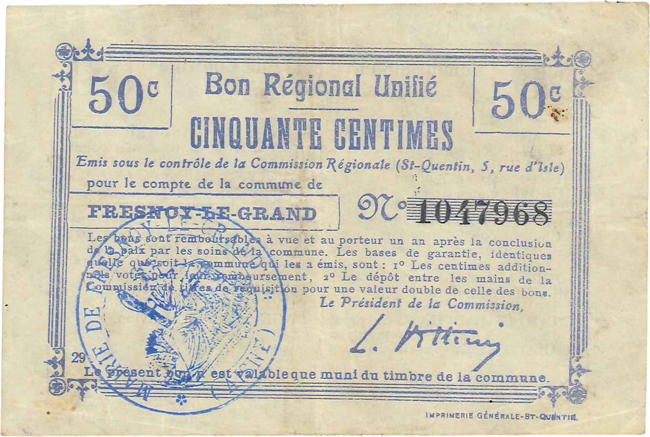 50 Centimes FRANCE regionalism and miscellaneous  1916 JP.02-1021.BRU VF