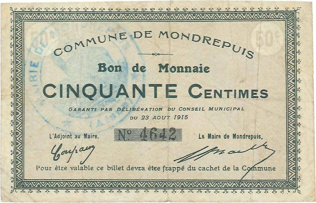 50 Centimes FRANCE regionalism and miscellaneous  1915 JP.02-1529 VF-
