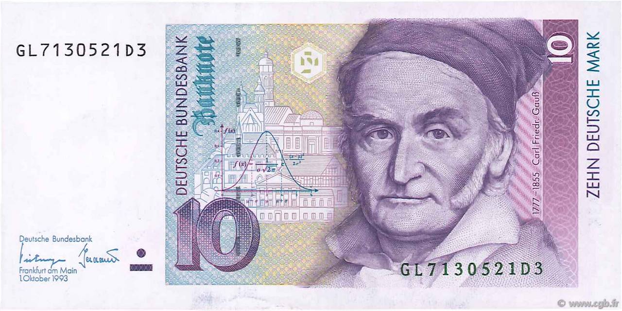 10 Deutsche Mark GERMAN FEDERAL REPUBLIC  1993 P.38c fST+