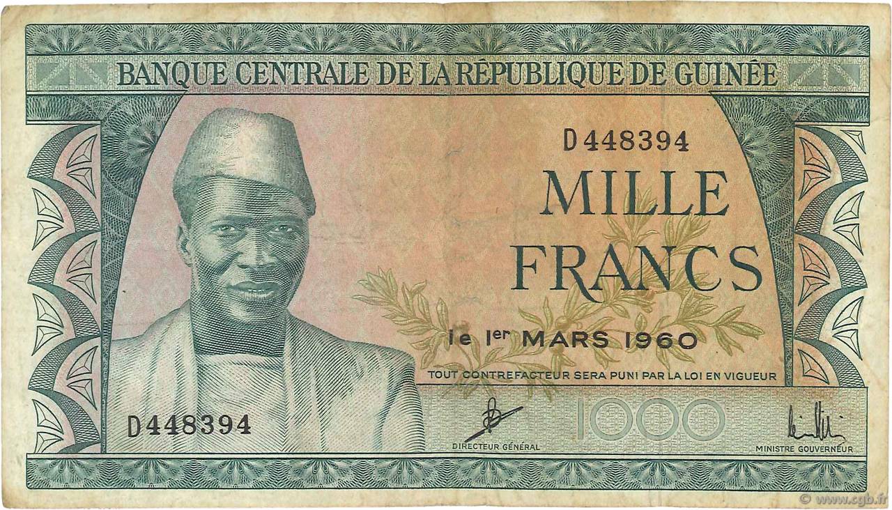 1000 Francs GUINEA  1960 P.15a fSS