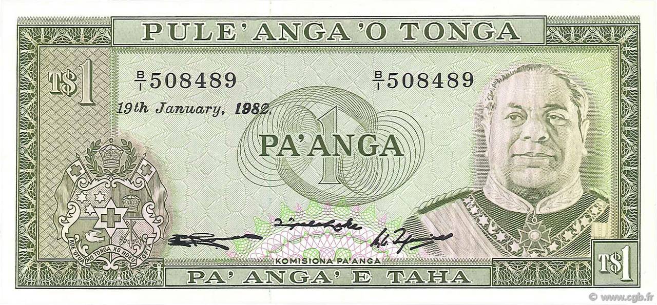 1 Pa anga TONGA  1982 P.19c NEUF