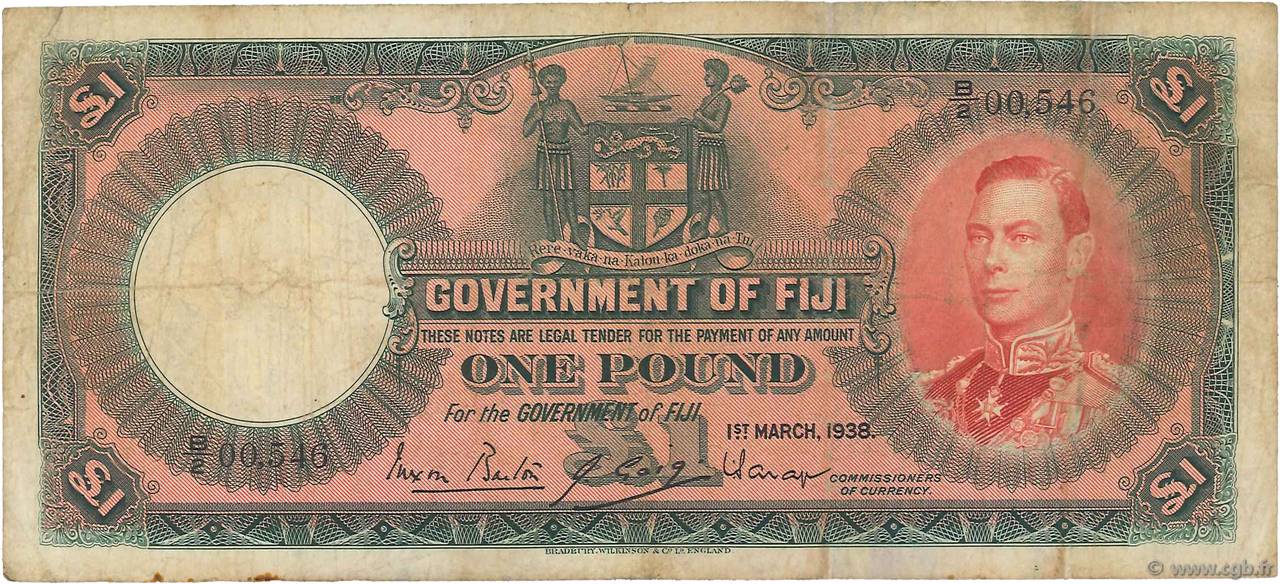 1 Pound FIDSCHIINSELN  1938 P.039b S