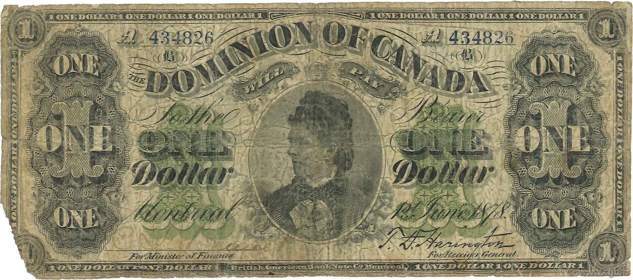 1 Dollar CANADA  1878 P.018a q.MB