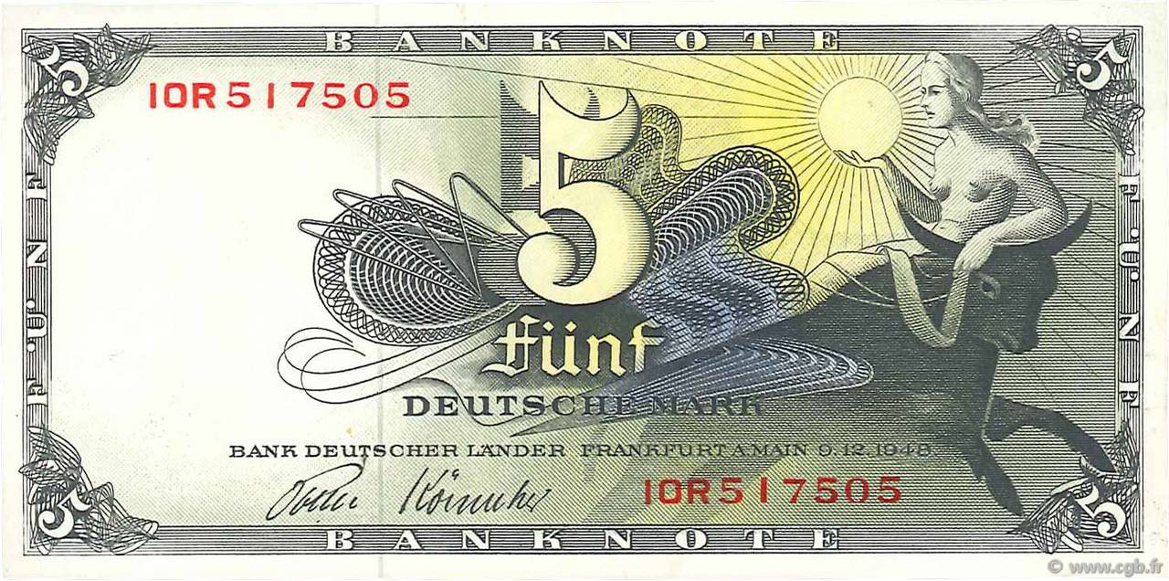 5 Deutsche Mark GERMAN FEDERAL REPUBLIC  1948 P.13i FDC