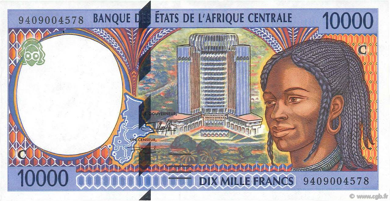 10000 Francs STATI DI L  AFRICA CENTRALE  1994 P.105Ca SPL