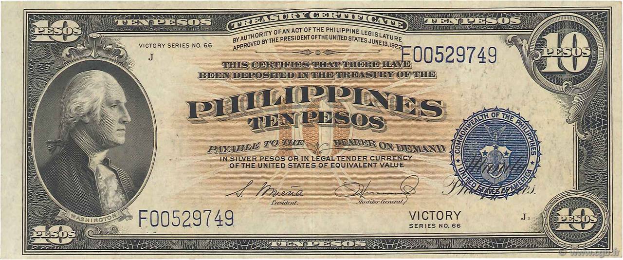 10 Pesos PHILIPPINES  1944 P.097 XF-