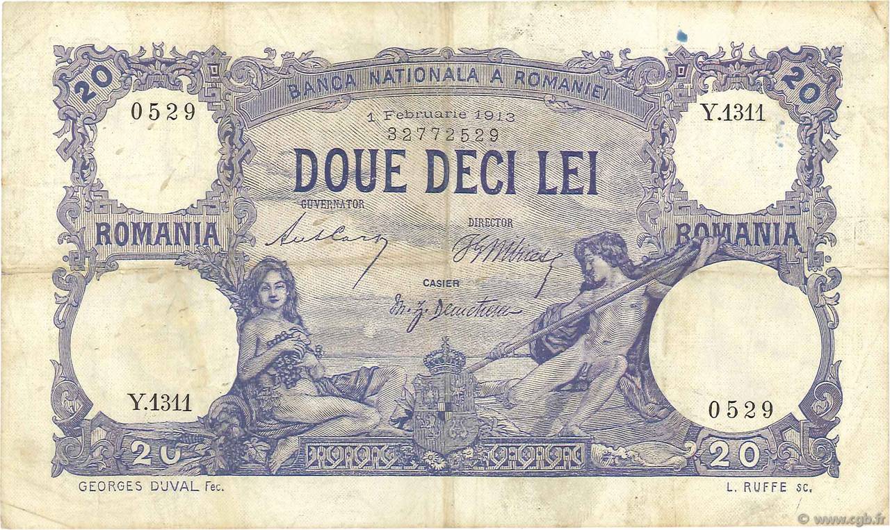 20 Lei ROMANIA  1913 P.020a BB