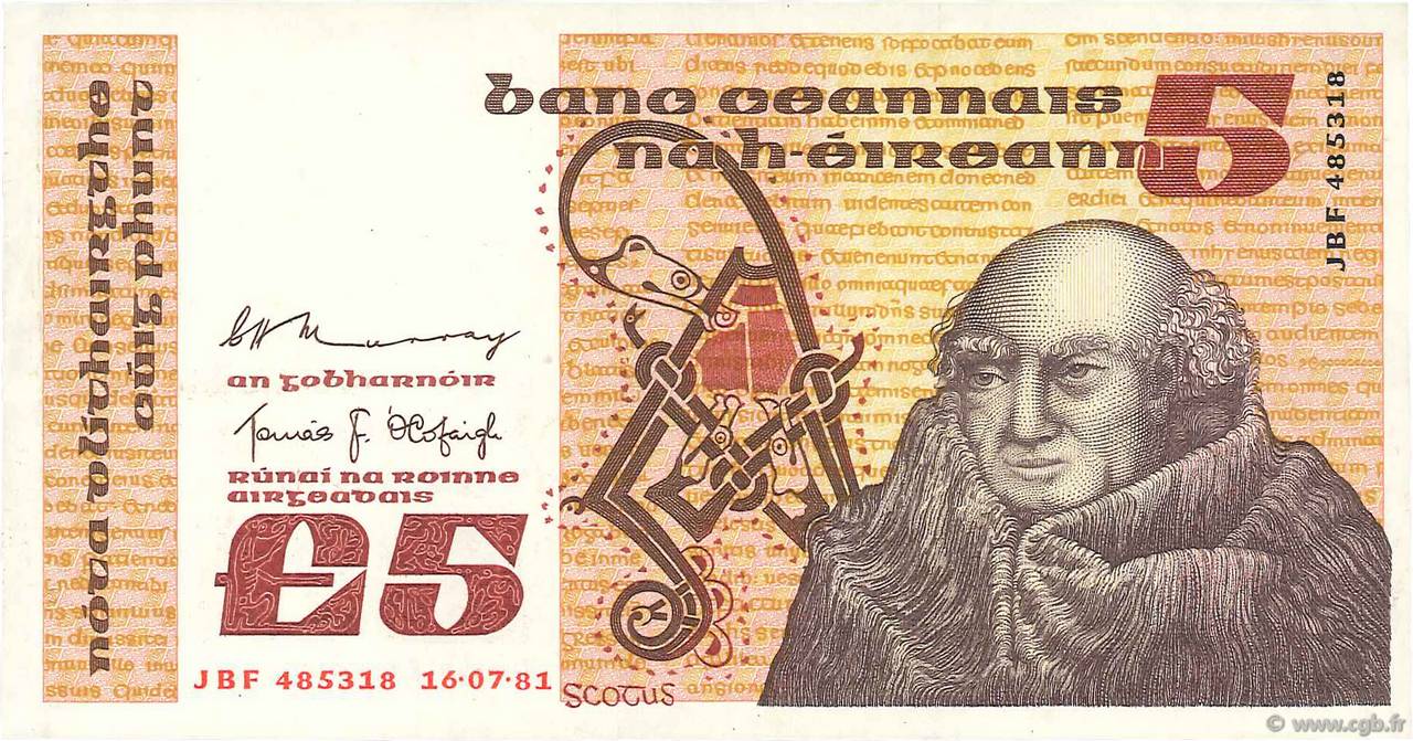 5 Pounds IRELAND REPUBLIC  1981 P.071c XF-