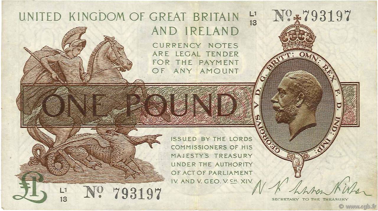 1 Pound ANGLETERRE  1922 P.359a TTB