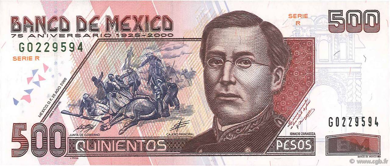 500 Pesos MEXICO  2000 P.115 SC+