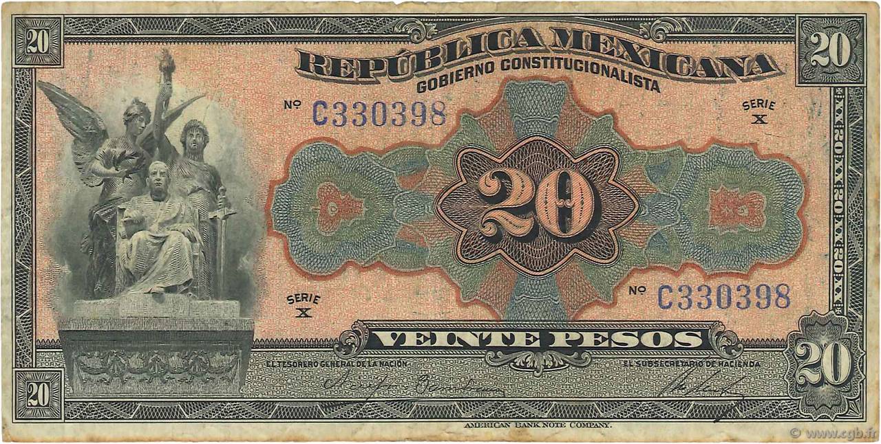 20 Pesos MEXICO  1915 PS.0687a BC