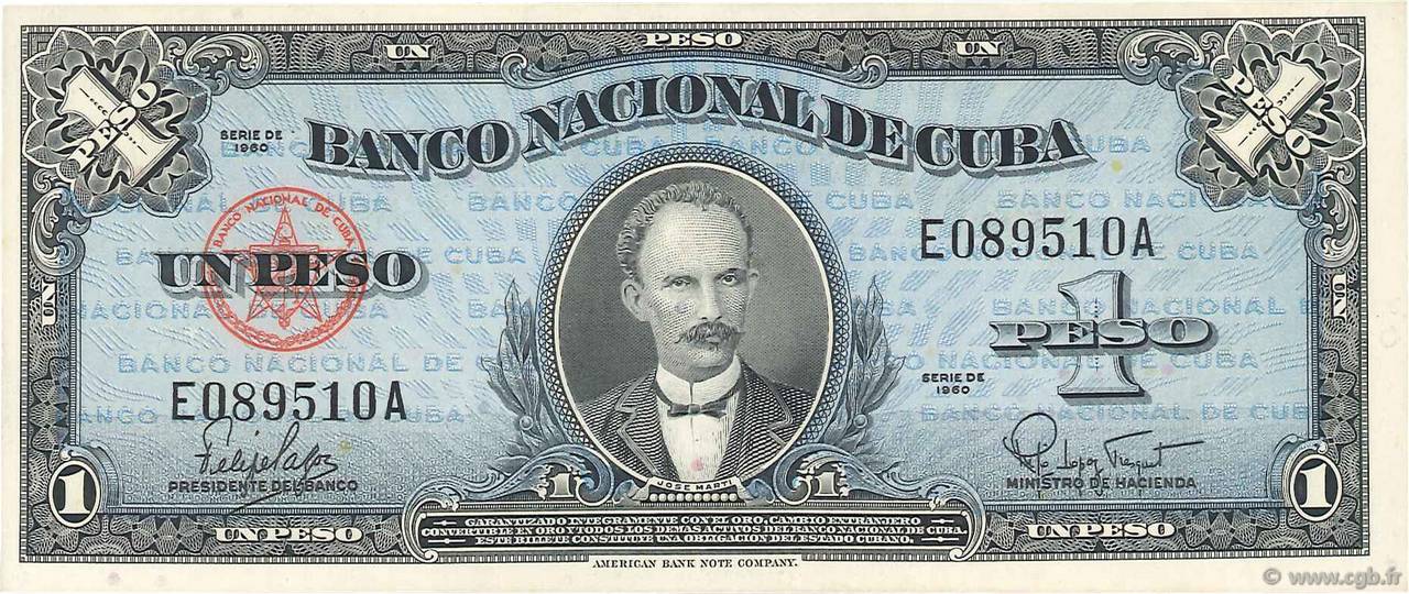 1 Peso KUBA  1960 P.077b fST+