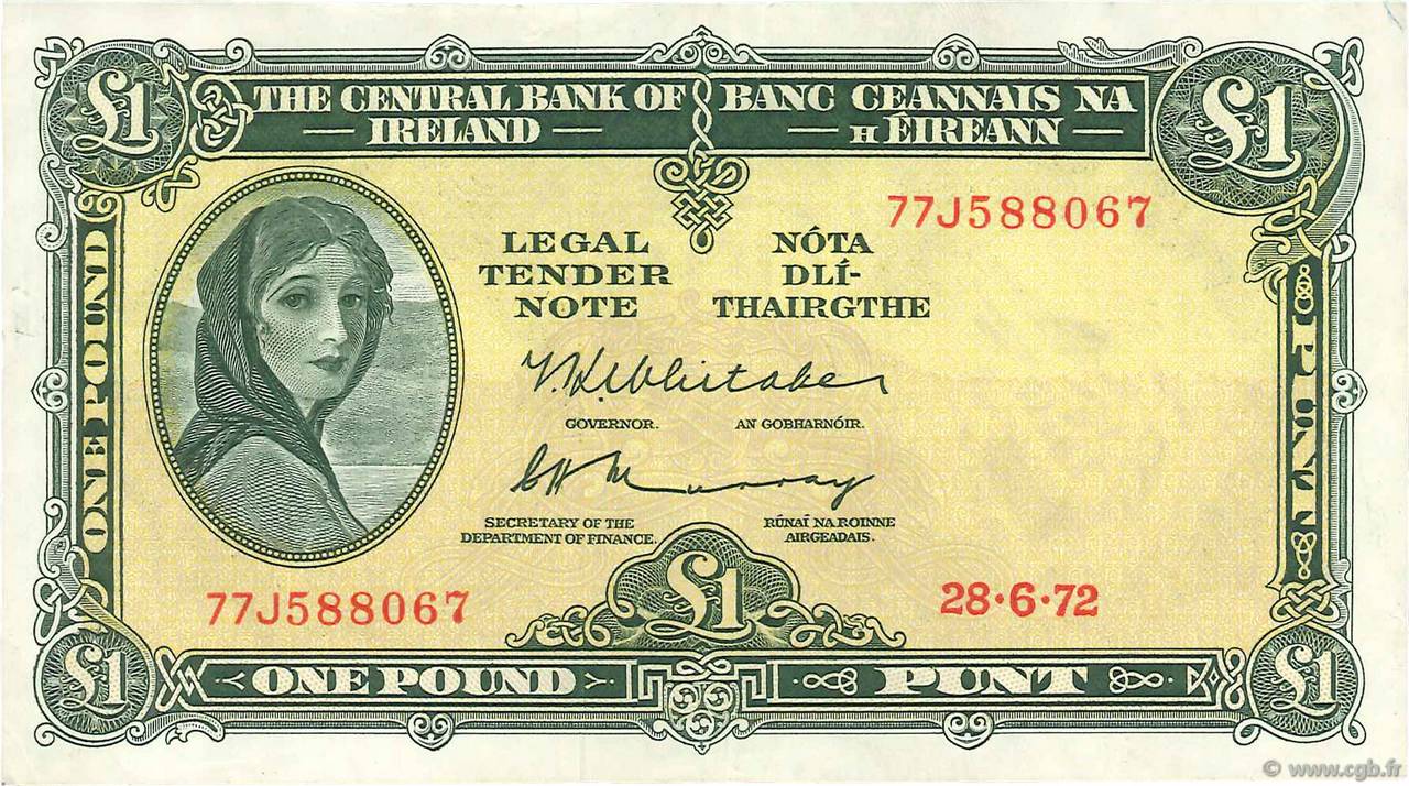 1 Pound IRELAND REPUBLIC  1972 P.064c F+