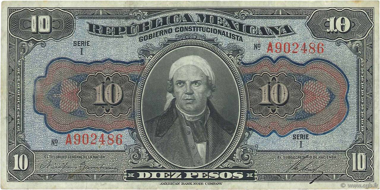 10 Pesos MEXICO  1915 PS.0686a VF