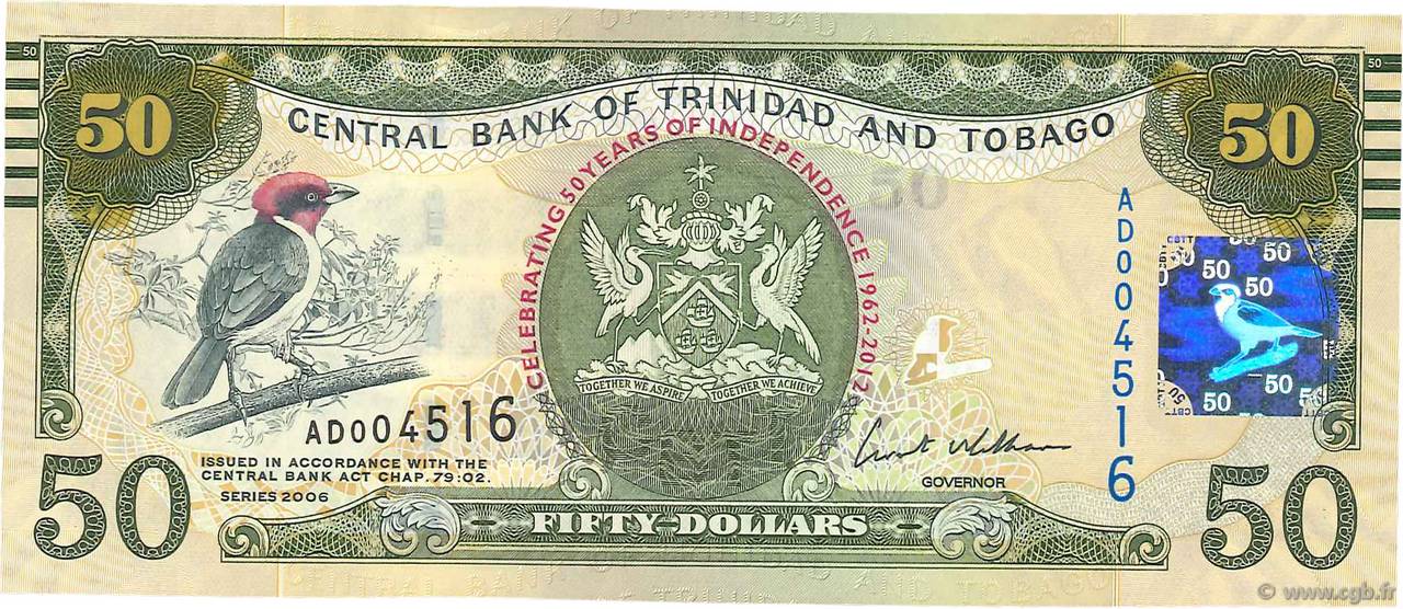 50 Dollars TRINIDAD Y TOBAGO  2012 P.53 FDC