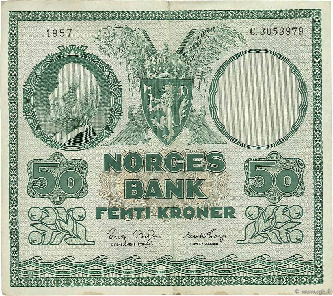 50 Kroner NORVÈGE  1957 P.32b2 VF