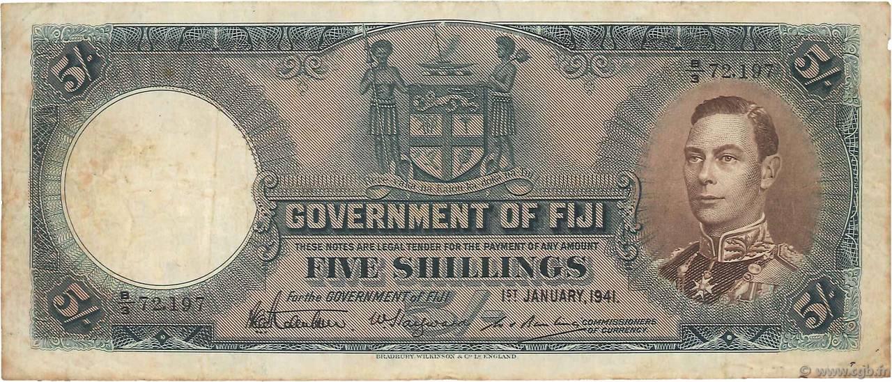 5 Shillings FIJI  1941 P.037d F